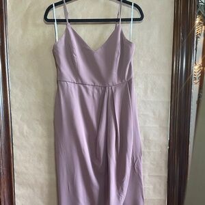 Dress size medium  purple  spaghetti strap pleated, crisscross him zipper back